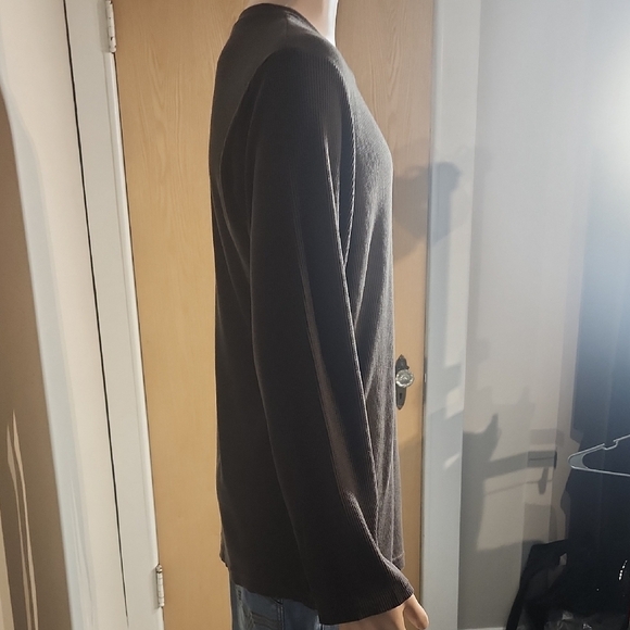 Casual Brown Ribbed Long Sleeve Shirt - Picture 6 of 9